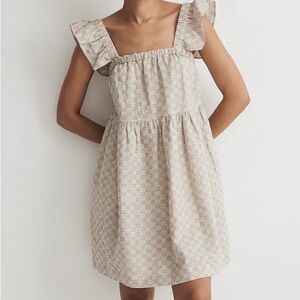 Madewell Flutter Sleeve Square Neck Mini Dress